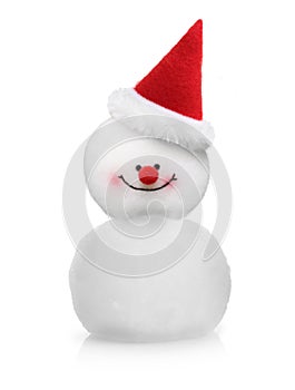Snowman in red hat isolated