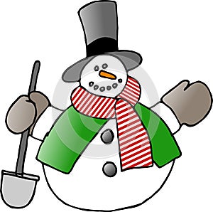 Snowman with a shovel