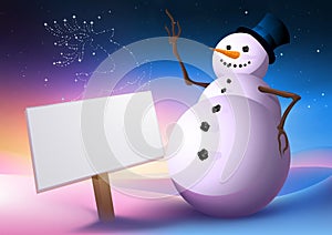 Snowman with a Sign Post
