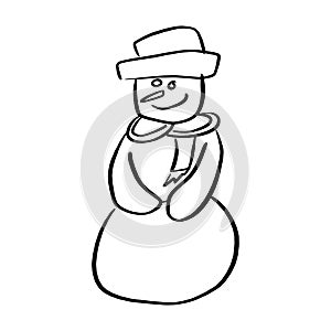 Snowman smiling vector illustration sketch doodle hand drawn wit