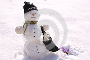 A snowman in the snow