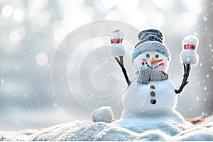 Snowman in the snow Christmas card