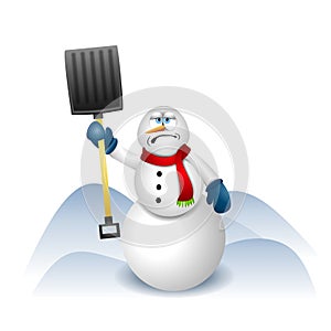 Snowman With Snow Shovel