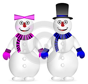 Snowman and snow woman