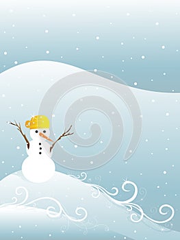 Snowman in snowfall