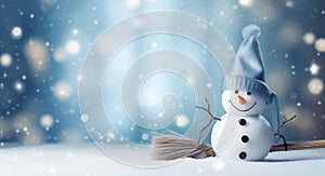 Snowman snowfall celebration blue white new christmas cold snow seasonal winter holiday year