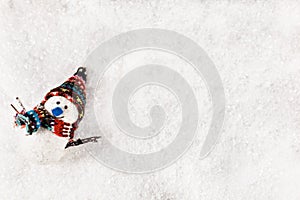 Snowman On Snowy Background