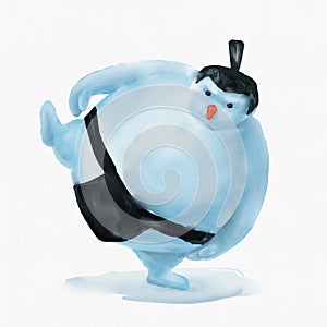 Snowman Sumo wrestler in special pose.