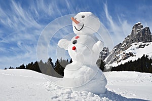 Snowman in the Swiss Alps