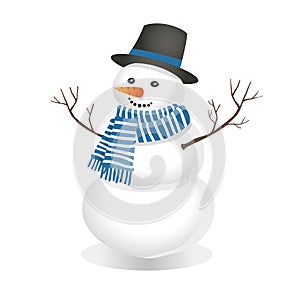 Snowman in a top hat and red scarf.