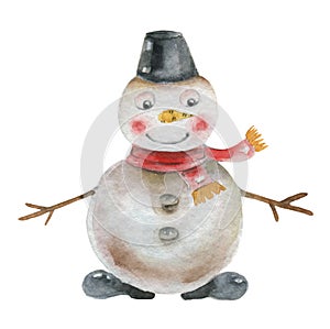 Snowman in watercolor