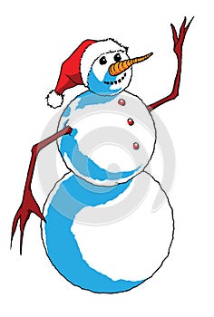 Snowman waving hands