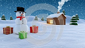 Snowman winter background