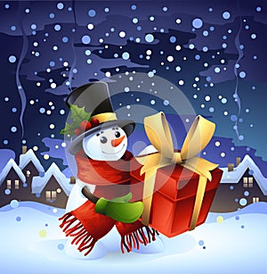 snowman,wintertime background