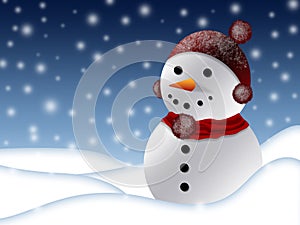 Snowman in wintry landscape