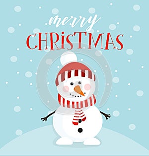 Snowman wish a merry christmas. Vector illustration