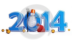 Snowmen happy new year 2014