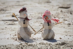 Snowmen made out of sand