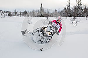 Snowmobile, girl, pink winter, polaris