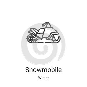 snowmobile icon vector from winter collection. Thin line snowmobile outline icon vector illustration. Linear symbol for use on web