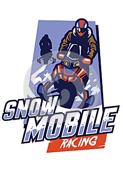 Snowmobile racing badge design photo