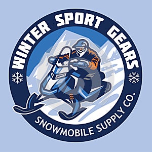 Snowmobile store badge design photo