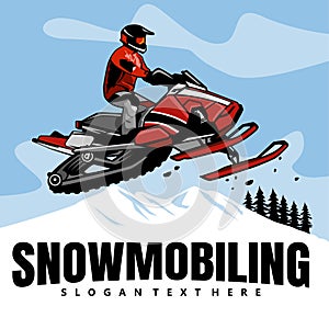 Snowmobile trails logo design vector art