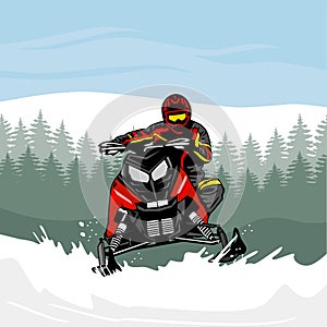 Snowmobile trails logo design vector art