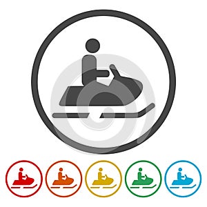 Snowmobiling Icons set - vector Illustration photo