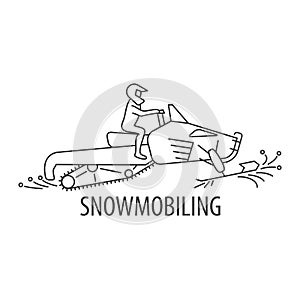 Snowmobiling line icon
