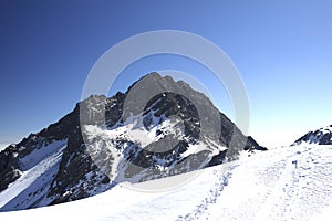 Snowmountain snow mountain under blue sky