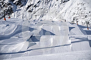 Snowpark in St.Anton am Arlberg on a sunny day photo