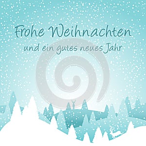 Snowscape merry christmas and a happy new year card with background vector