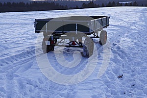 Snowscape with skid marks into the snow