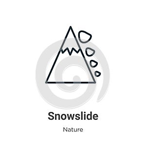 Snowslide outline vector icon. Thin line black snowslide icon, flat vector simple element illustration from editable nature