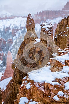 Snowstorm in Bryce canyon, Utah