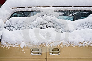 Ice and snow on car