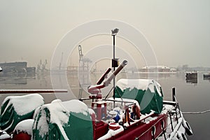 Snowstorm in the port.