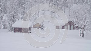 Snowstorm in skitouring lodge in Siberia