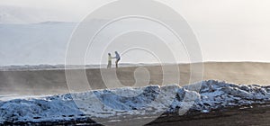 Snowstorm and strong wind in Iceland