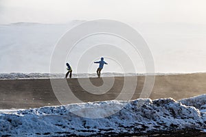 Snowstorm and strong wind in Iceland