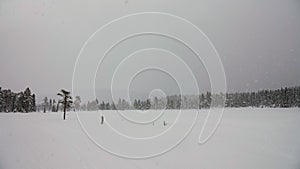 Snowstorm at Valan river in Are Valadalen in Jamtland in Sweden