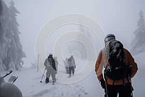 snowstorm, with whiteout conditions and high avalanche risk photo