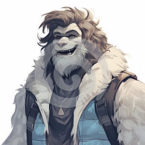 Snowsuit-clad Overwatch Wolf: A Sketch Of A Smiling Teenage Yeti