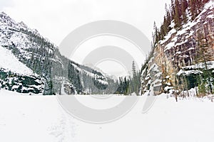 Snowy Alpine Lake Mountain View