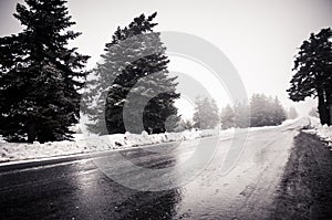 Snowy alpine road