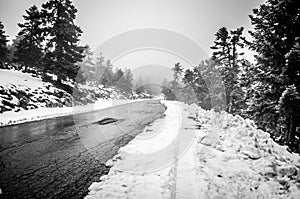 Snowy alpine road