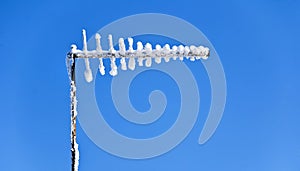Snowy Antennae Against Blue Sky