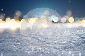 Snowy Background with Bokeh Lights