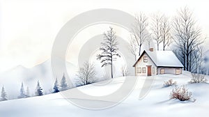 Snowy Cabin in Winter